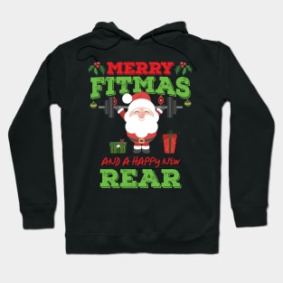 Merry Fitmas And A Happy New Rear Funny Holiday Workout graphic Hoodie